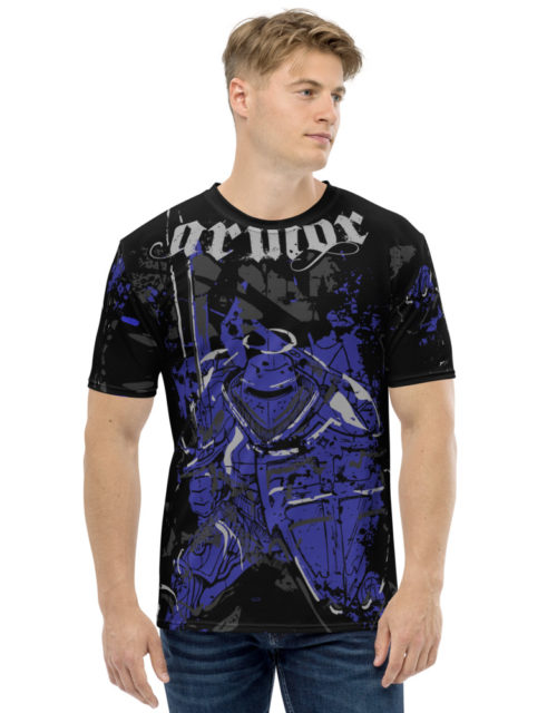 Men's Blue Armor of God Ephesians 6:11 Covered In The WORD All Over Print Christian T-shirt