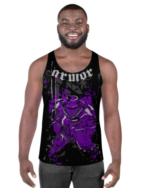 Men's Purple Armor of God Ephesians 6:12 Covered In The WORD All Over Print Christian Tank Top