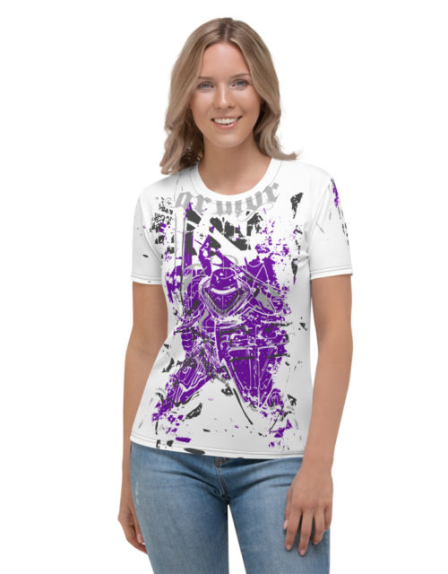 Women's Purple Armor of God Ephesians 6:12 Covered In The WORD All Over Print Christian T-shirt